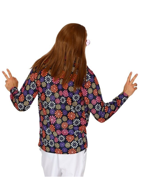 70s Groovy Style - Blue Flowers Shirt - Adult