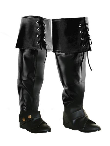 Lace Up Pirate Boot Covers- Black
