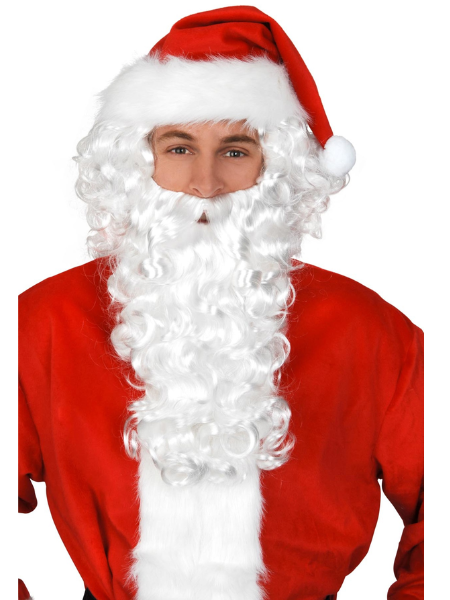 Santa White wig and beard curly set