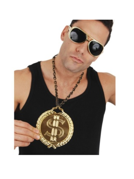 Dollar sign medallion necklace