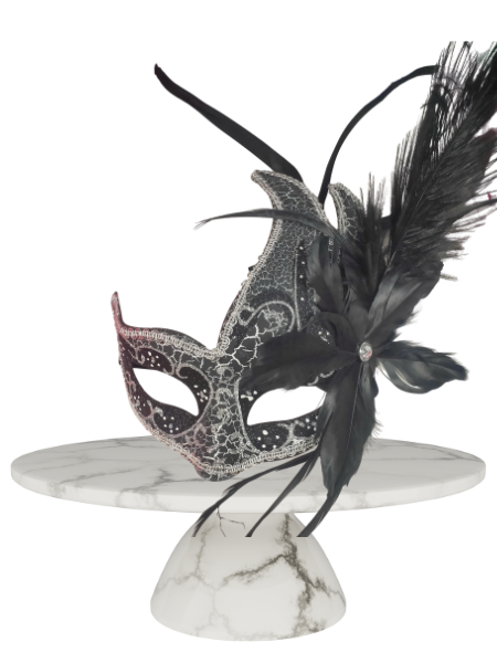 Black and silver left side feather masquade