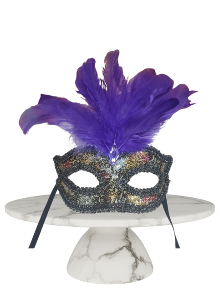Sequin feathered masquerade various colours