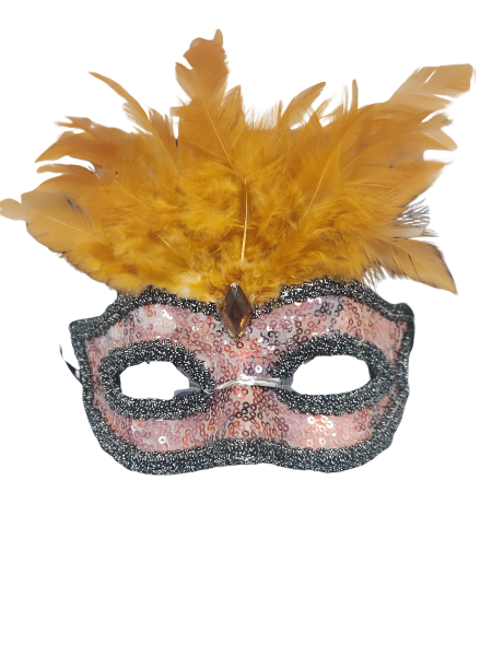 Orange feather sequin masquerade