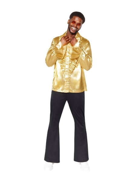 1960's Satin Ruffle Shirt Gold - Adult