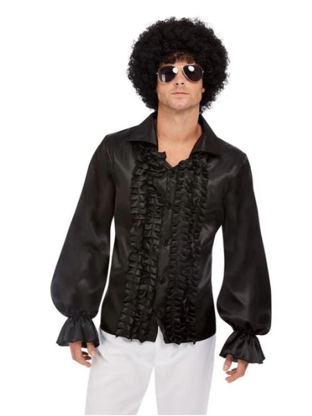 1960's Ruffled Shirt Black - Adult