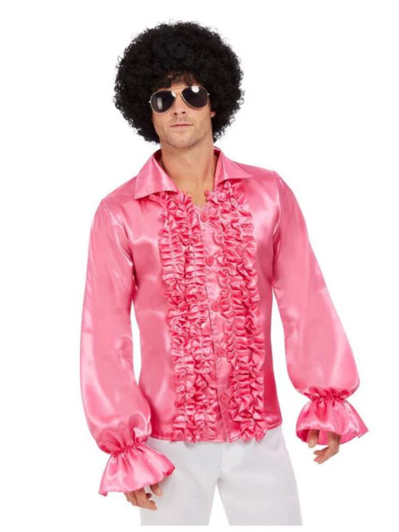 1960's Ruffled Shirt Hot Pink - Adult