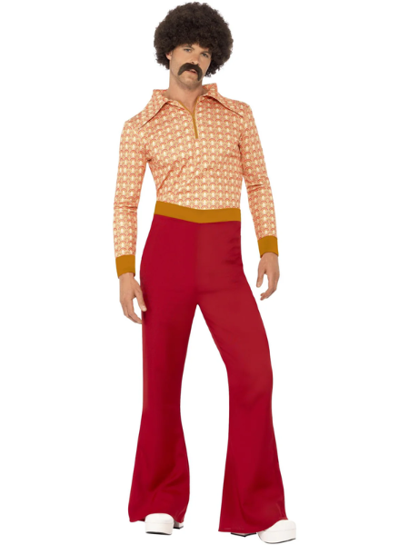 Authentic 70s Guy Costume, Red - Adult
