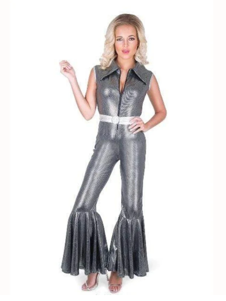 Black Disco Diva jumpsuit Costume - Adult