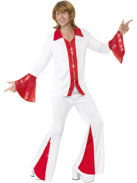 Super Trooper (Abba Inspired Male) Costume, White & Red - Adult