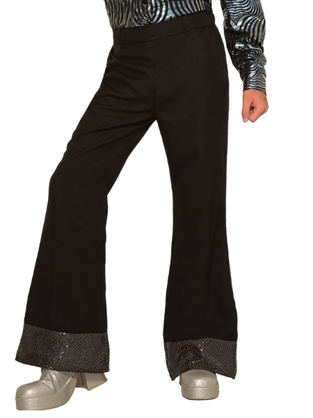 Disco Pants Black with Sequin Flares - Adult