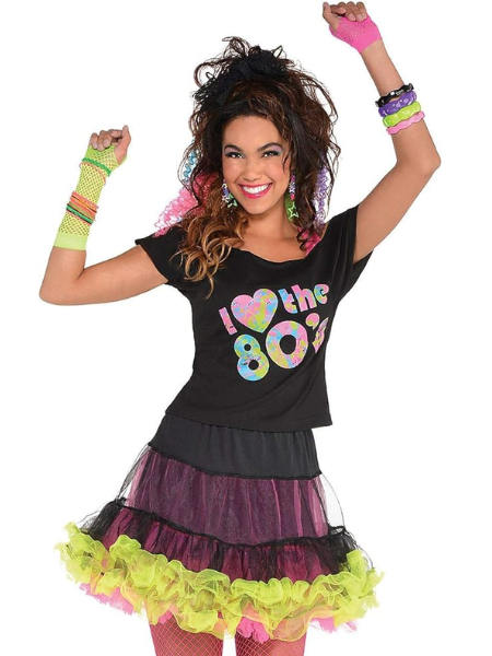 Love the 80's Black Shirt off shoulder - Adult