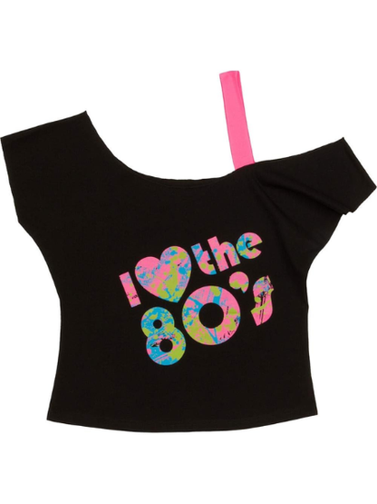 Love the 80's Black Shirt off shoulder - Adult