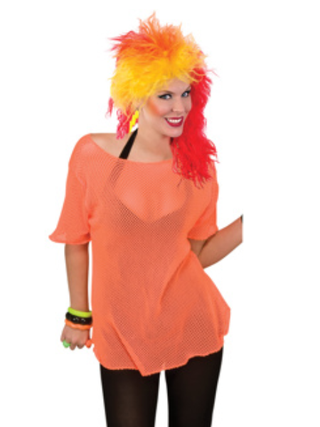 Mesh orange 80's Top - Adult