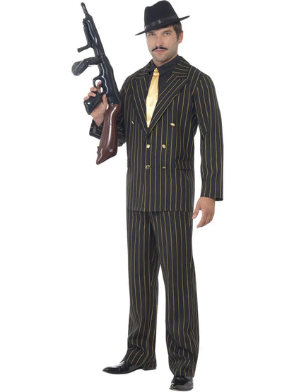 Gold Pinstripe Gangster Suit Costume - Adult