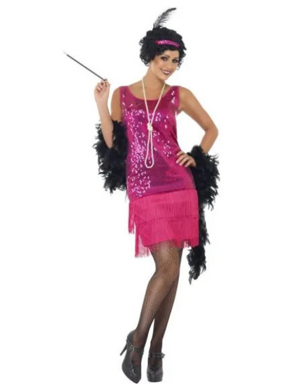 Funtime Flapper Costume (Hot Pink Dress) - Adult