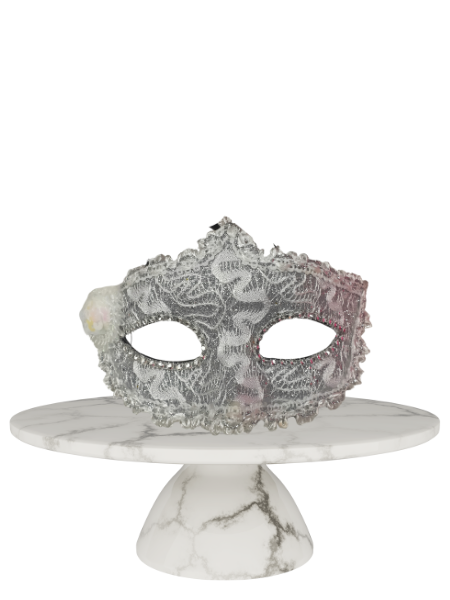 Silver and white lace masquerade