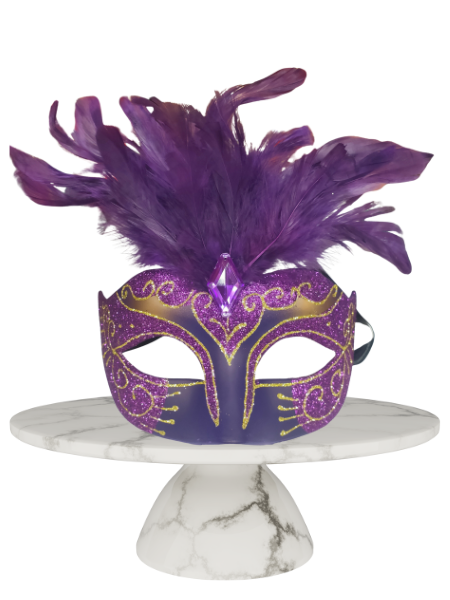 Purple and Gold masquerade with feathers