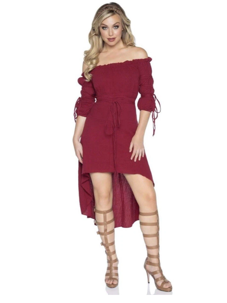 Burgandy Peasant Pirate / Wild West Dress  - Adult