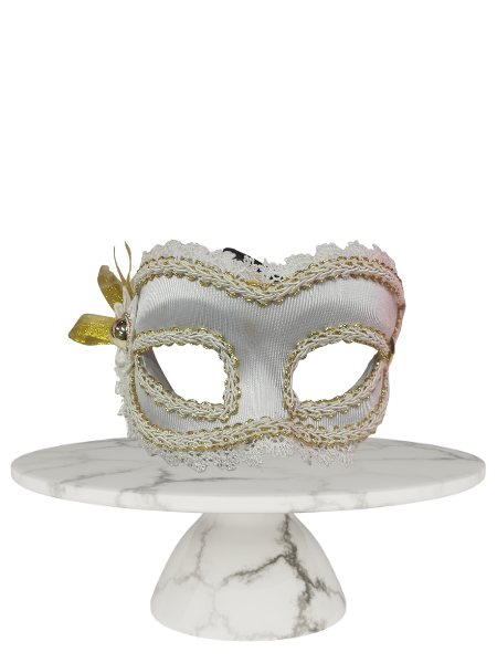 Whit and gold trim masquerade
