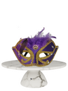 Wide purple with gold trim and feather headband masquerade