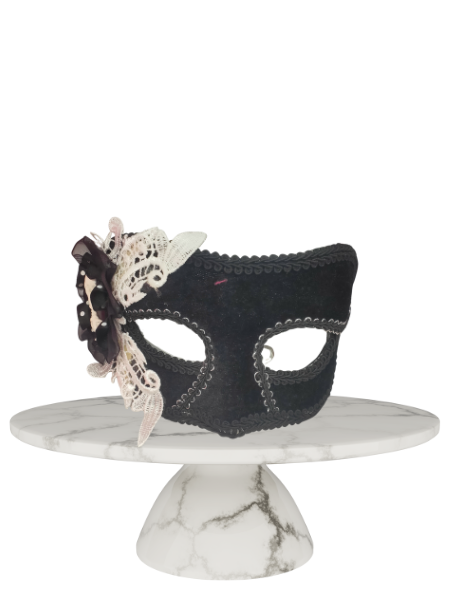 Black and white velvet like masquerade
