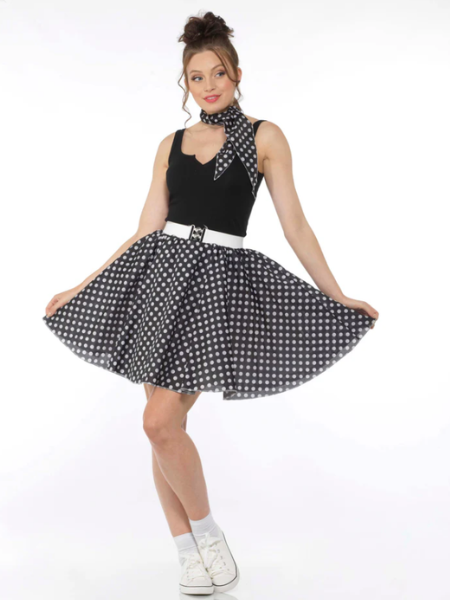 Black and White 50's Polka Dot Skirt - Adult