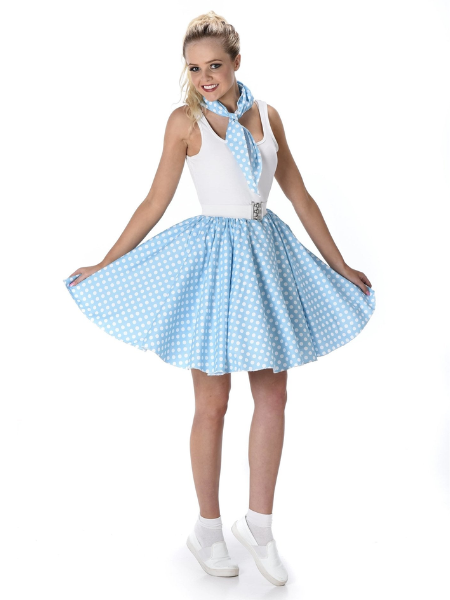 Turquoise 50's Polka Dot Skirt - Adult