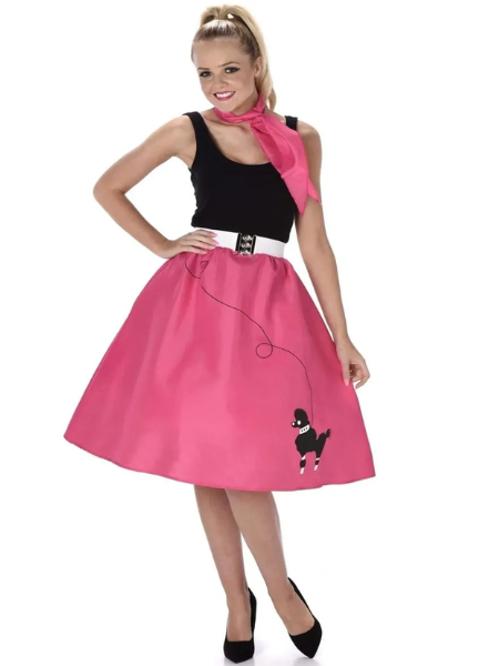 Dark Pink Poodle Skirt - Adult