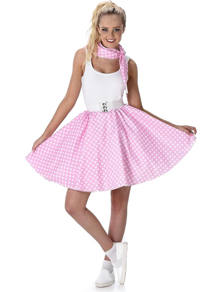 Light Pink 50's Polka Dot Skirt - Adult