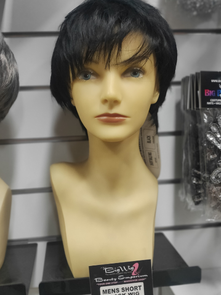 Mens short black wig