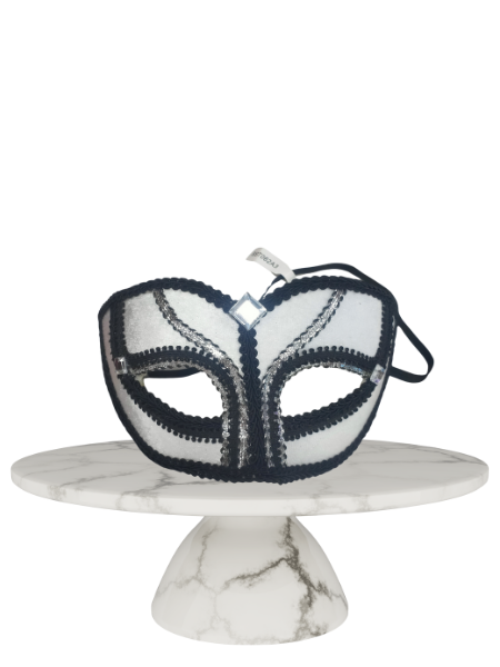 Black and white masquerade  with silver trim