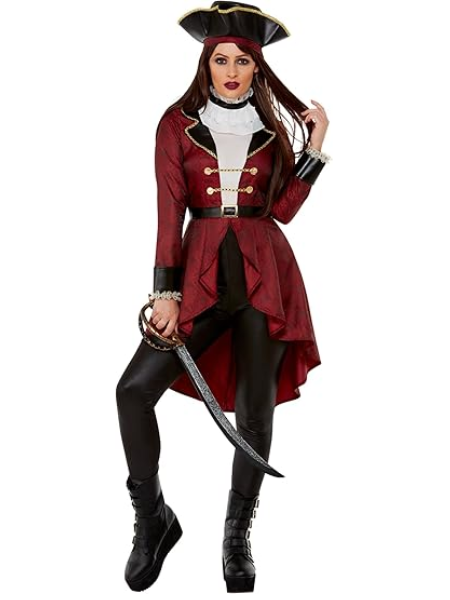 Deluxe Swashbuckler Pirate Costume, Burgundy - Adult