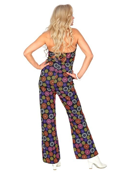 70s Groovy Style - Blue Flowers Jumpsuit - Adult
