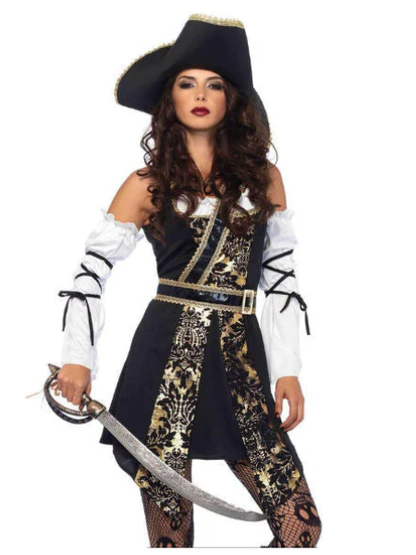 Plus Black Sea Buccaneer Pirate Costume - Adult