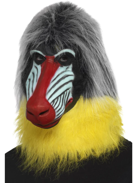Baboon Mask, Grey, Latex, Full Overhead