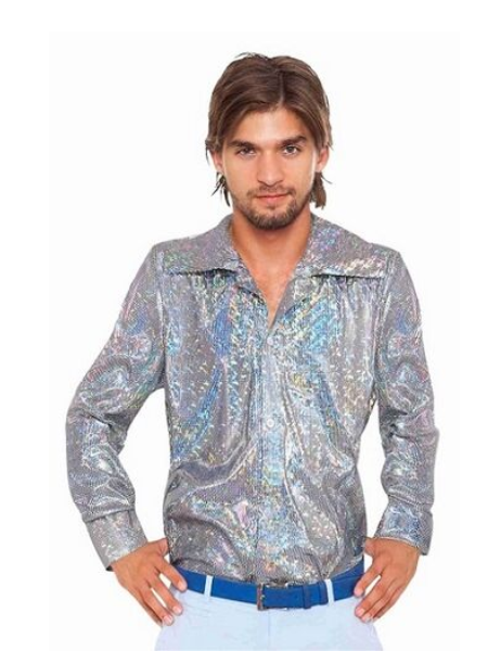 Silver Disco Shirt 70s - Adult