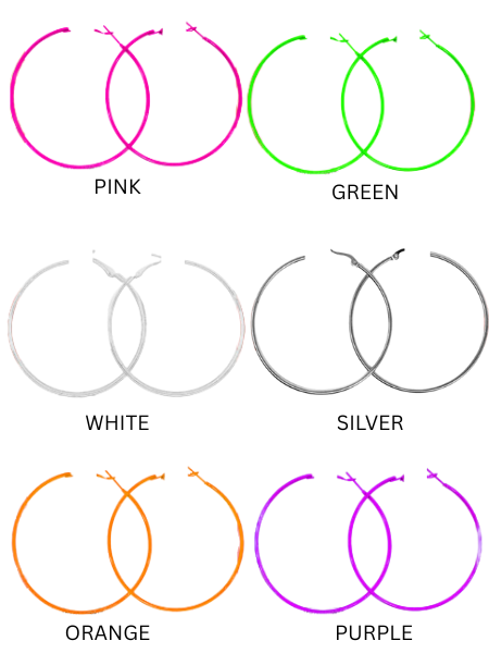 80'S hoop Earings various colours