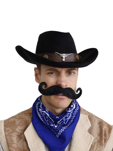 Cowboy hat black with bull feature on band