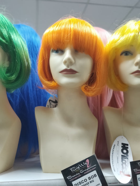 Disco bob  wig various colours (yellow / orange  /green / blue / red / black / blonde