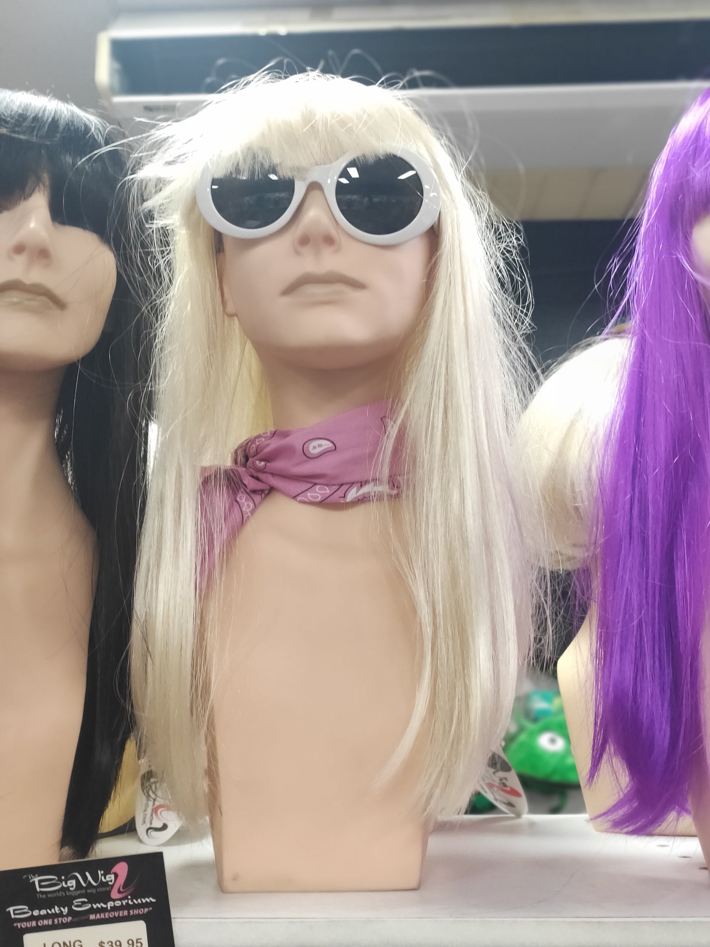 Cleo long "bangs" wig various colours (blue / red /hot pink/black/ blonde / purple