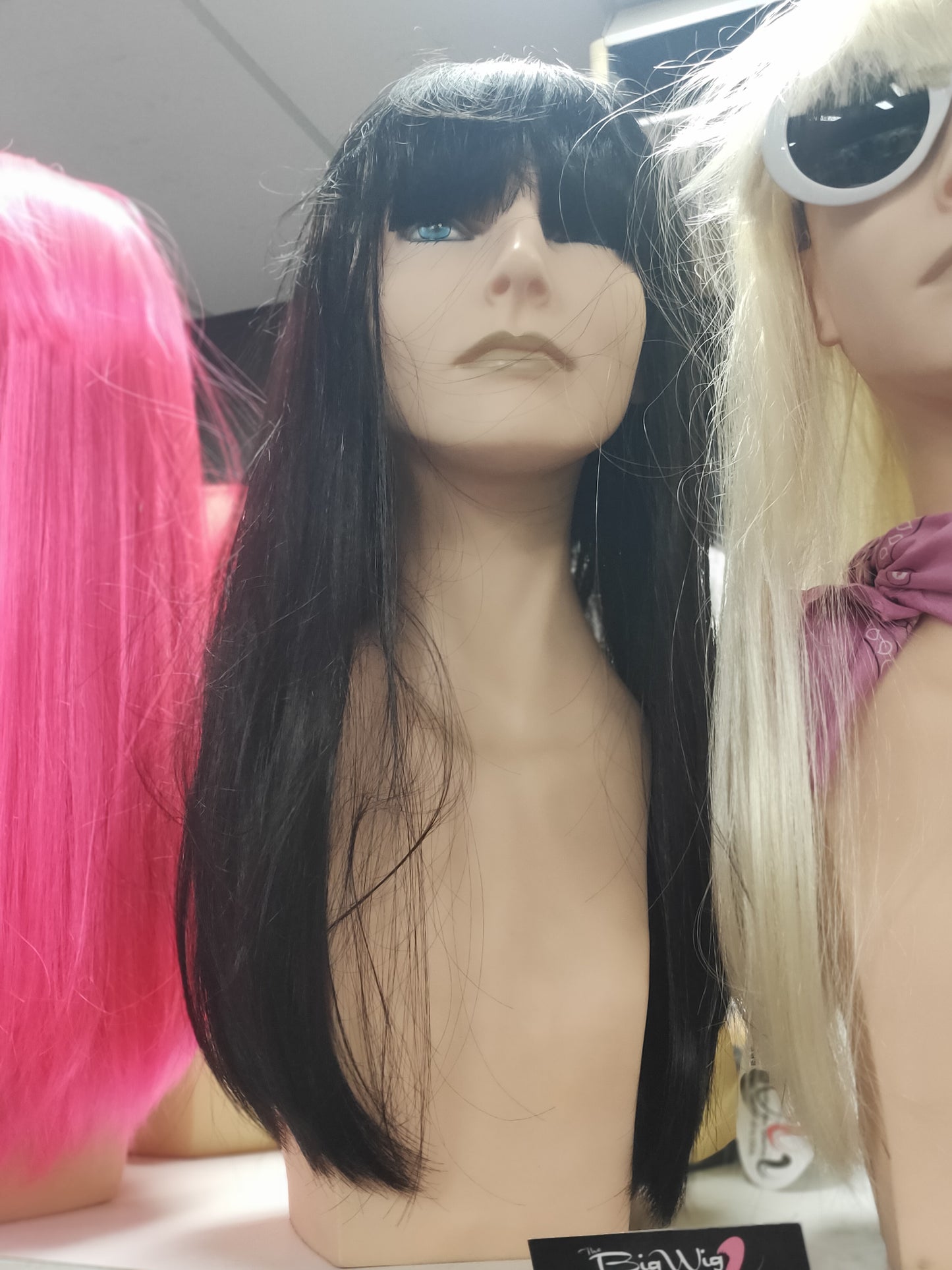 Cleo long "bangs" wig various colours (blue / red /hot pink/black/ blonde / purple