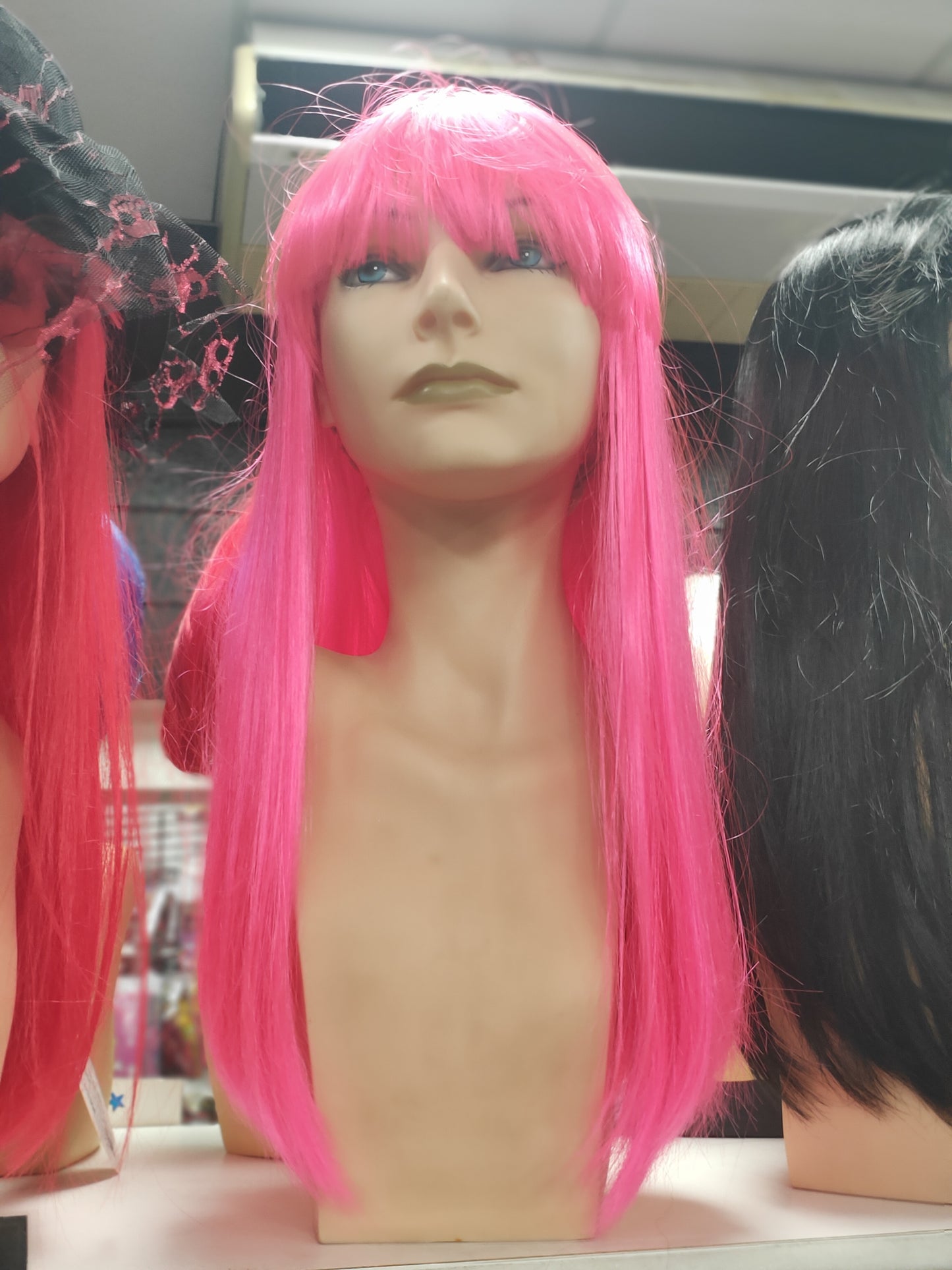 Cleo long "bangs" wig various colours (blue / red /hot pink/black/ blonde / purple
