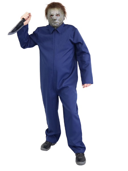 Jason inspired Halloween blue overall costume -Adult