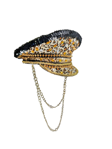 Leopard print black and gold festival hat
