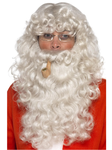 Grey santa beard and wig set