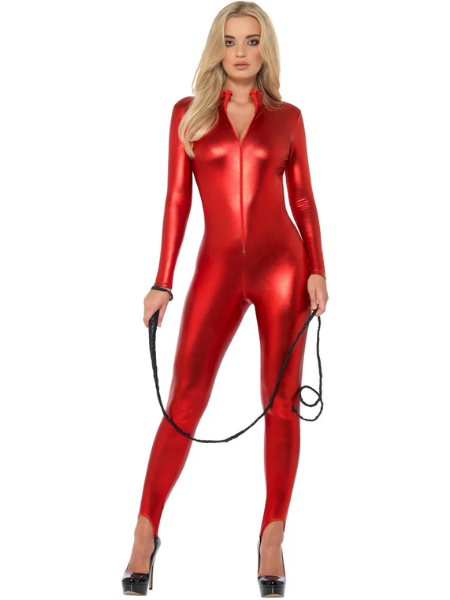 Red Fever  body suit metallic woman Costume