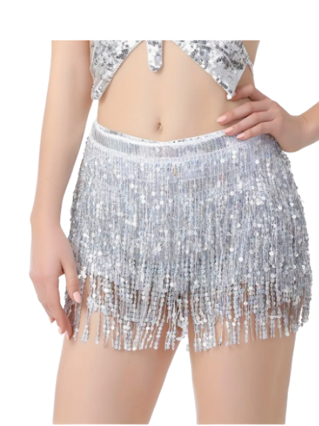 SILVER WRAP AROUND SEQUIN SKIRT