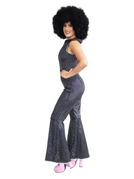 Disco jumpsuit with rainbow sequins