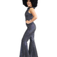 Disco jumpsuit with rainbow sequins