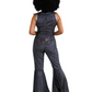 Disco jumpsuit with rainbow sequins
